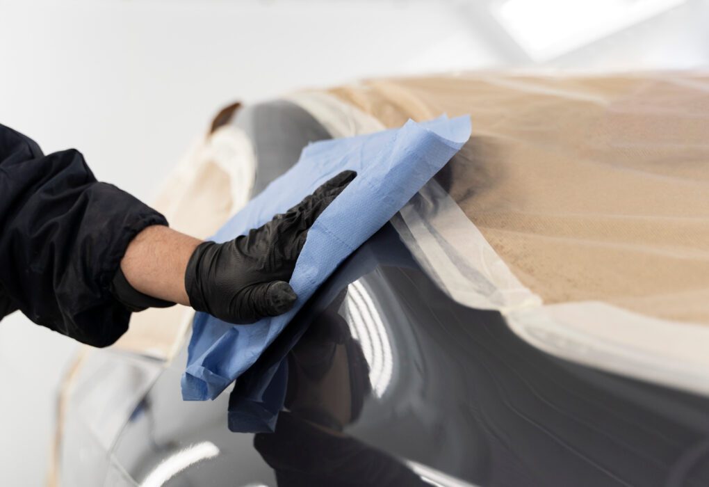 Automobilis poliruojamas profesionalia poliravimo pasta, siekiant blizgesio ir apsaugos